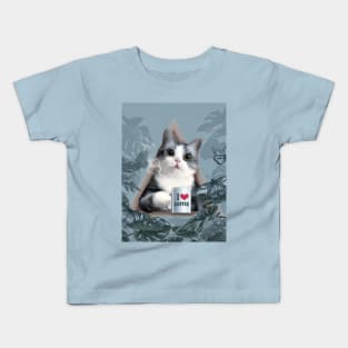 Kawaii Cute Cat I Love Coffee Kids T-Shirt